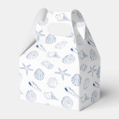 Blauw Witte Met De Hand Getekende Schelpen Strand  Bedankdoosjes (Voorkant Zijde)
