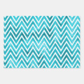 Blauw-witte metallic Chevron patroon achtergrond Inpakpapier Vel (Voorkant 2)