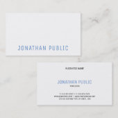 Blauw witte minimale ontwerpSjabloon Moderne elega Visitekaartje (Voorkant / Achterkant)