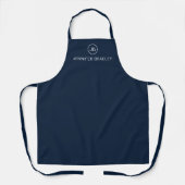 Blauw Witte Monogram Aangepaste Naam Cadeau Schort (Voorkant)