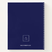 Blauw witte monogram initiaal zakelijk logo notitieboek (Achterkant)