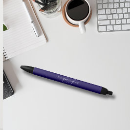 Blauw-witte naam monogram zwarte inkt pen