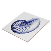 Blauw-witte nautilus shell keramische tegel tegeltje (Zijkant)