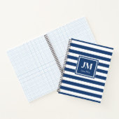 Blauw-witte nautische streepmonogram notitieboek (Binnen)