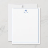 Blauw-witte palmboom Monogram Notitiekaartje (Voorkant)