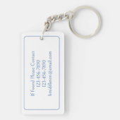 Blauw-witte palmboom Monogram Sleutelhanger (achterkant)