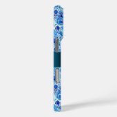 Blauw Witte Pauwveren Case-Mate iPhone Case (Achterkant / Rechts)