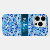 Blauw Witte Pauwveren Case-Mate iPhone Case (Achterkant (horizontaal))