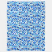 Blauw Witte Pauwveren Kerst Fleece Deken (Voorkant)