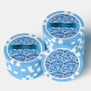 Blauw Witte Pauwveren Poker Chips