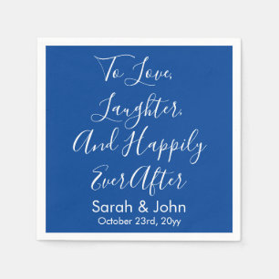 Blauw Witte Persoonlijke Script Trouwreceptie Servet