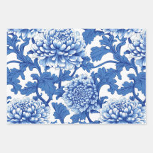 Blauw-witte pioenroos Chinoiserie Floral
