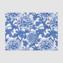Blauw-witte pioenroos Chinoiserie Floral