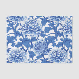 Blauw-witte pioenroos Chinoiserie Floral Tissuepapier
