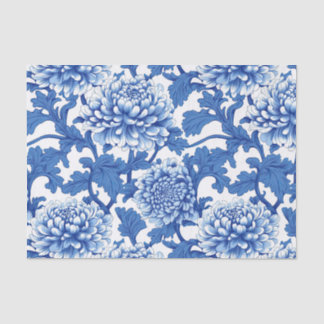 Blauw-witte pioenroos Chinoiserie Floral Tissuepapier