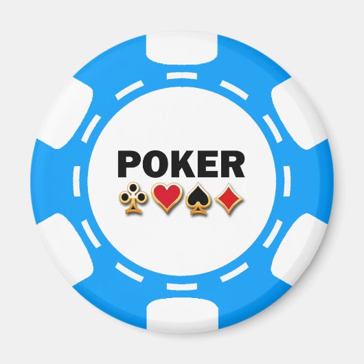 BLAUW-WITTE POKER CHIP MAGNEET (Voorkant)