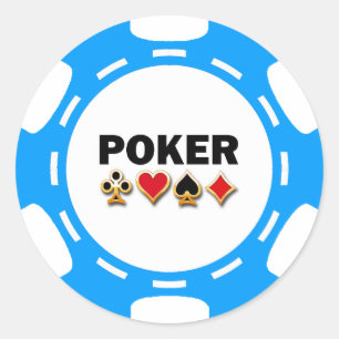 BLAUW-WITTE POKER CHIP RONDE STICKER