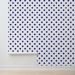 Blauw-witte Polkadots Behang