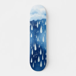 Blauw-witte regen laat het regenachtige dagpatroon skateboard