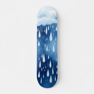 Blauw-witte regen laat het regenachtige dagpatroon skateboard