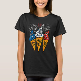 Blauw Witte Rode Ijsje Kegel Amerikaanse Vlag 4 Ju T-shirt