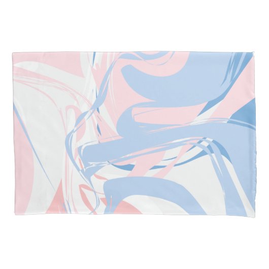Blauw Witte Roze Marmer Werveling  Kussensloop (Voorkant)
