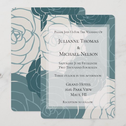 Blauw-witte rozen Bloemen Romantische bruiloft Kaart (Voorkant / Achterkant)