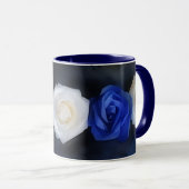 Blauw-witte rozen Flower Art Mok Cup (Voorkant rechts)