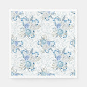 BLAUW & WITTE ROZEN PAPIEREN SERVETTEN (Voorkant)