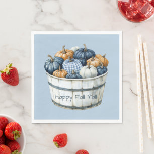 Blauw Witte Ruit Oranje Pompoen Emmer Servet