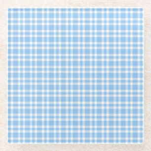 Blauw Witte Ruitjesprint Glazen Onderzetter