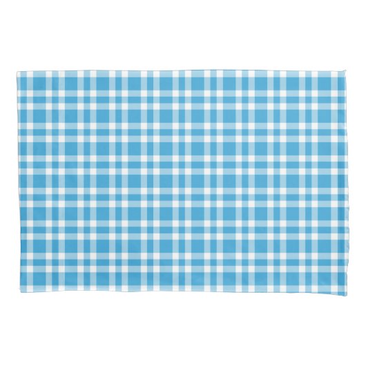 Blauw Witte Ruitjesprint Kussensloop (Voorkant-Links)