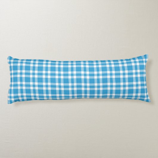 Blauw Witte Ruitjesprint Lichaamskussen (Achterkant)