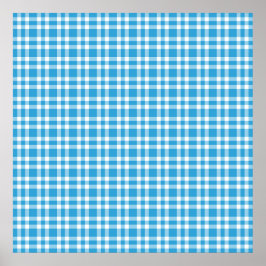 Blauw Witte Ruitjesprint Poster