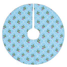 Blauw-witte Scallop Holly Berry Kerstmis Kerstboom Rok