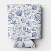 Blauw-Witte Schelp Zeester Blikjeskoeler (Achterkant)