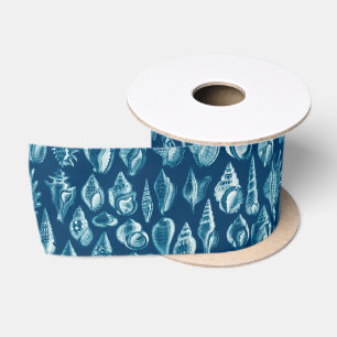 Blauw-witte schelpen patroon lint