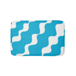 Blauw-witte schuine golven patroon badmat