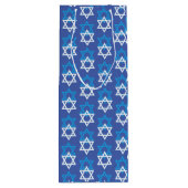 Blauw/witte ster van David Pattern Wijn Cadeautas (Achterkant)