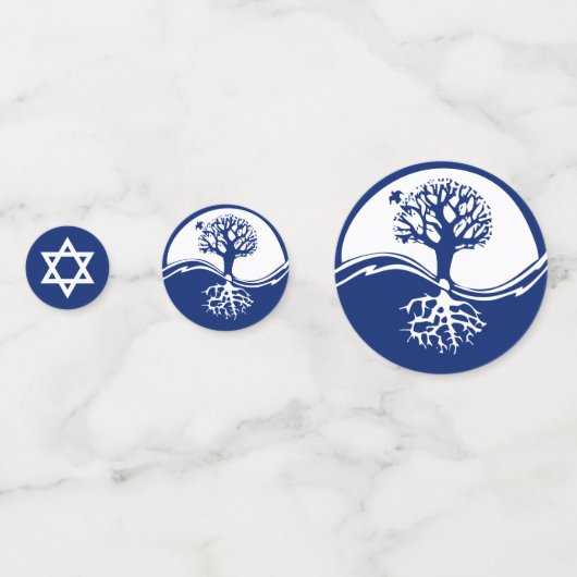 Blauw-witte ster van David Tree of Life Confetti (Achterkanten)