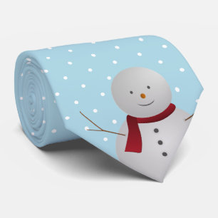 Blauw-witte Stippen Snowman Stropdas