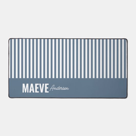 Blauw-witte streep gepersonaliseerde moderne elega bureaumat (Voorkant)