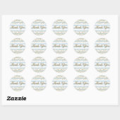 Blauw Witte Streep Gouden Confetti Feest Bedankt Ronde Sticker (Vel)