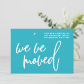 Blauw-witte strepen Adreswijziging Aankondiging (Staand voorkant)