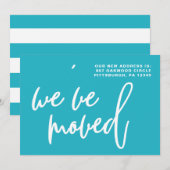 Blauw-witte strepen Adreswijziging Aankondiging (Voorkant / Achterkant)