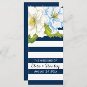 Blauw witte strepen, bloemen moderne bruiloft prog programma (Voorkant / Achterkant)