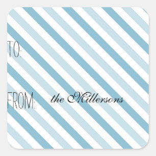 Blauw-witte strepen Gift Label