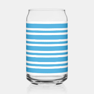 Blauw Witte Strepen Patroon Blikvorm Glas