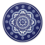 Blauw-witte Talavera Vijf Keramische Knop (Voorkant)