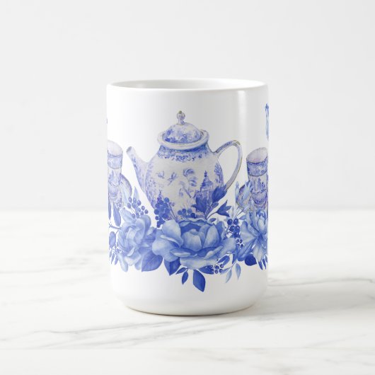 Blauw-witte theeset met vogeltjes Mok (Center)